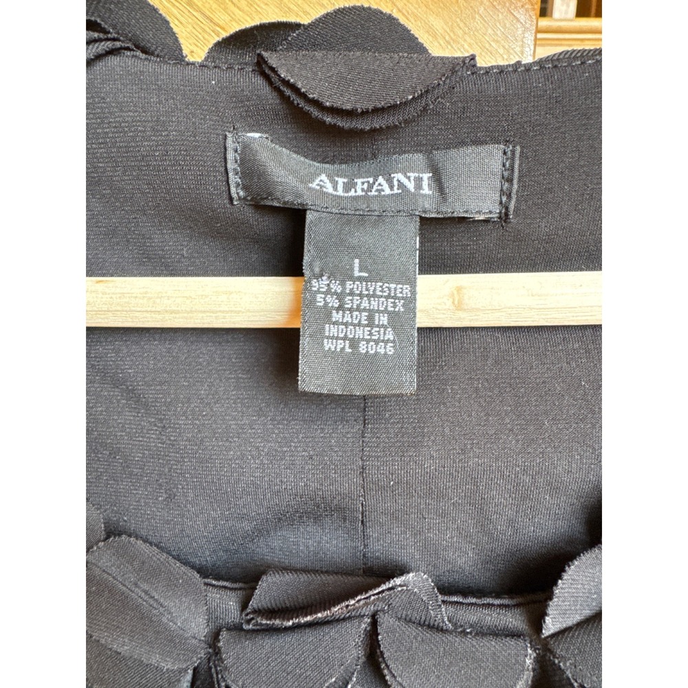 Alfani Womens Black Dress‎ Large Sheath Ruffle Neckline Whimsigoth Witchy LBD - Picture 3 of 7